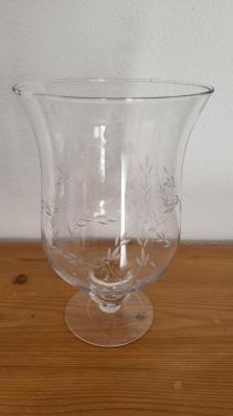 Windlicht / vaas glas gegraveerd h 22,5 cm