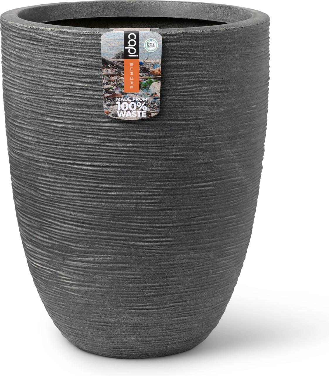 Capi Europe bloempot Waste Rib antraciet D 46 H 60 cm