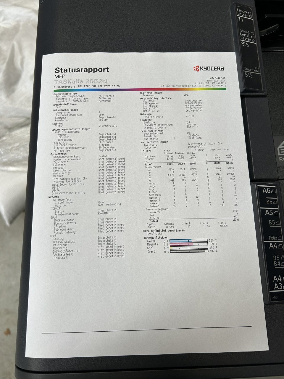 Goed onderhouden Printer Kyocera Taskalfa 2552ci