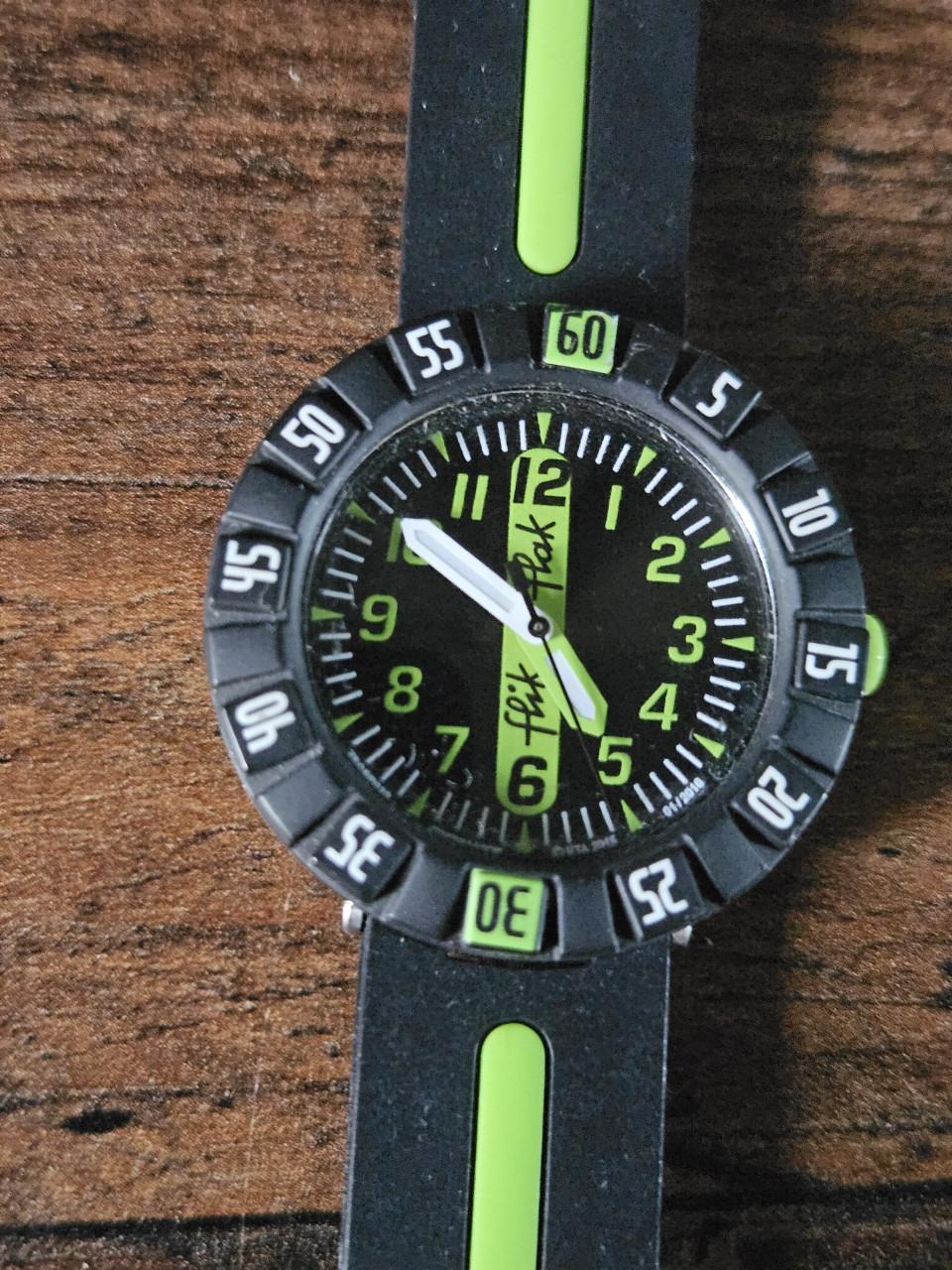 Zgan Flik Flak Green ahead - Zwart/Groen Kinderhorloge