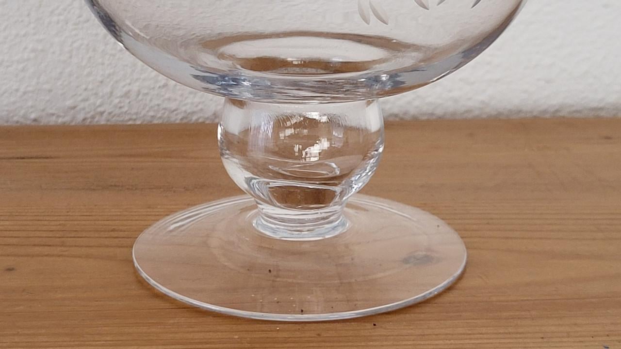 Windlicht / vaas glas gegraveerd, h 22,5 cm