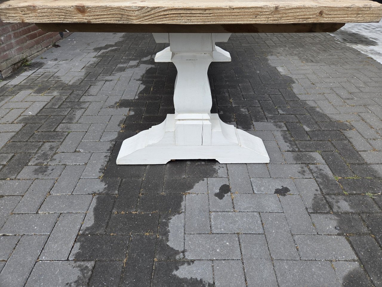 Grote landelijke massief houten eettafel