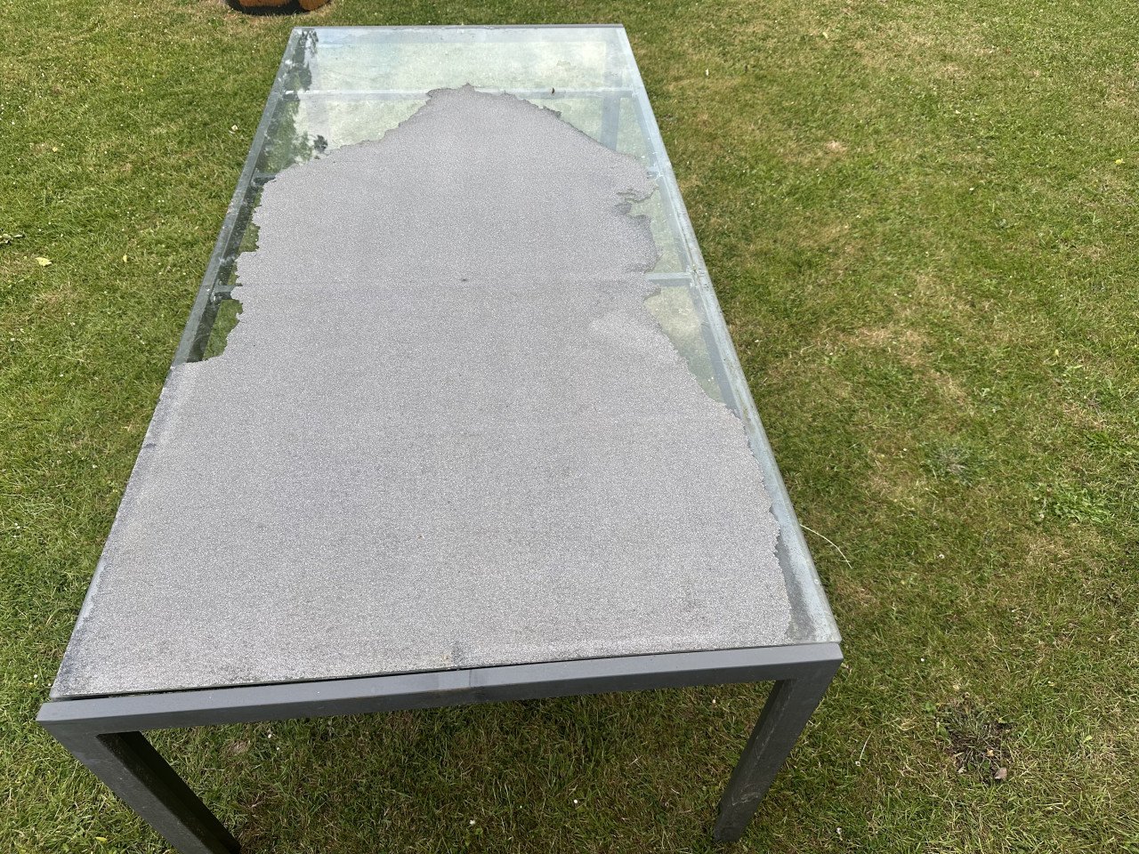 Tuintafel aluminium met glas 2.15x1.00