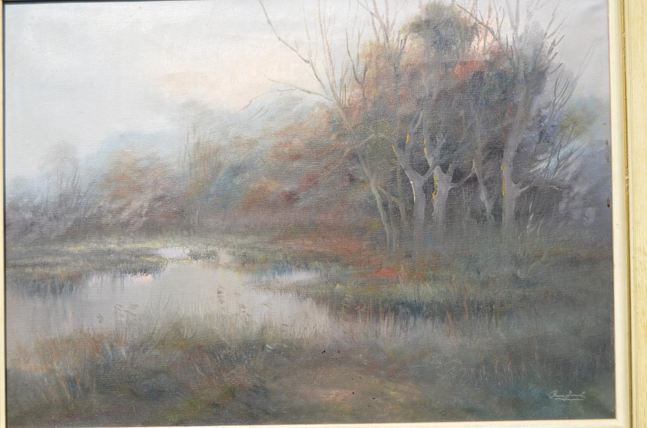 Flink schilderij Pierre Jacobs zicht op een vennetje gesigneerd