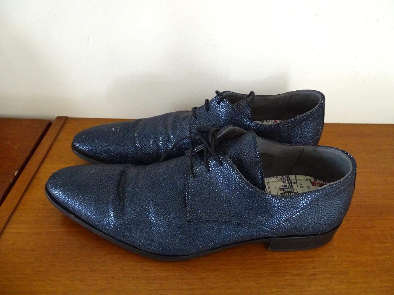Hippe Blauwe Italiaanse schoenen Mt 45 glitter