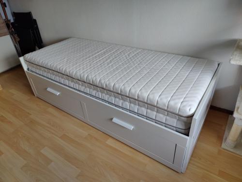 Logeer bed uitschuifbaar één of tweepersoons - IKEA bedbank + 2 matrassen