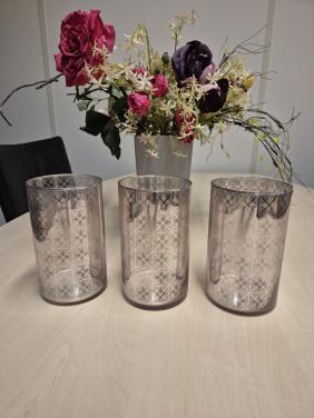 3 x windlicht / vaas