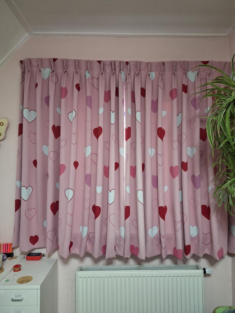 Kinder Gordijnen Roze met hartjes