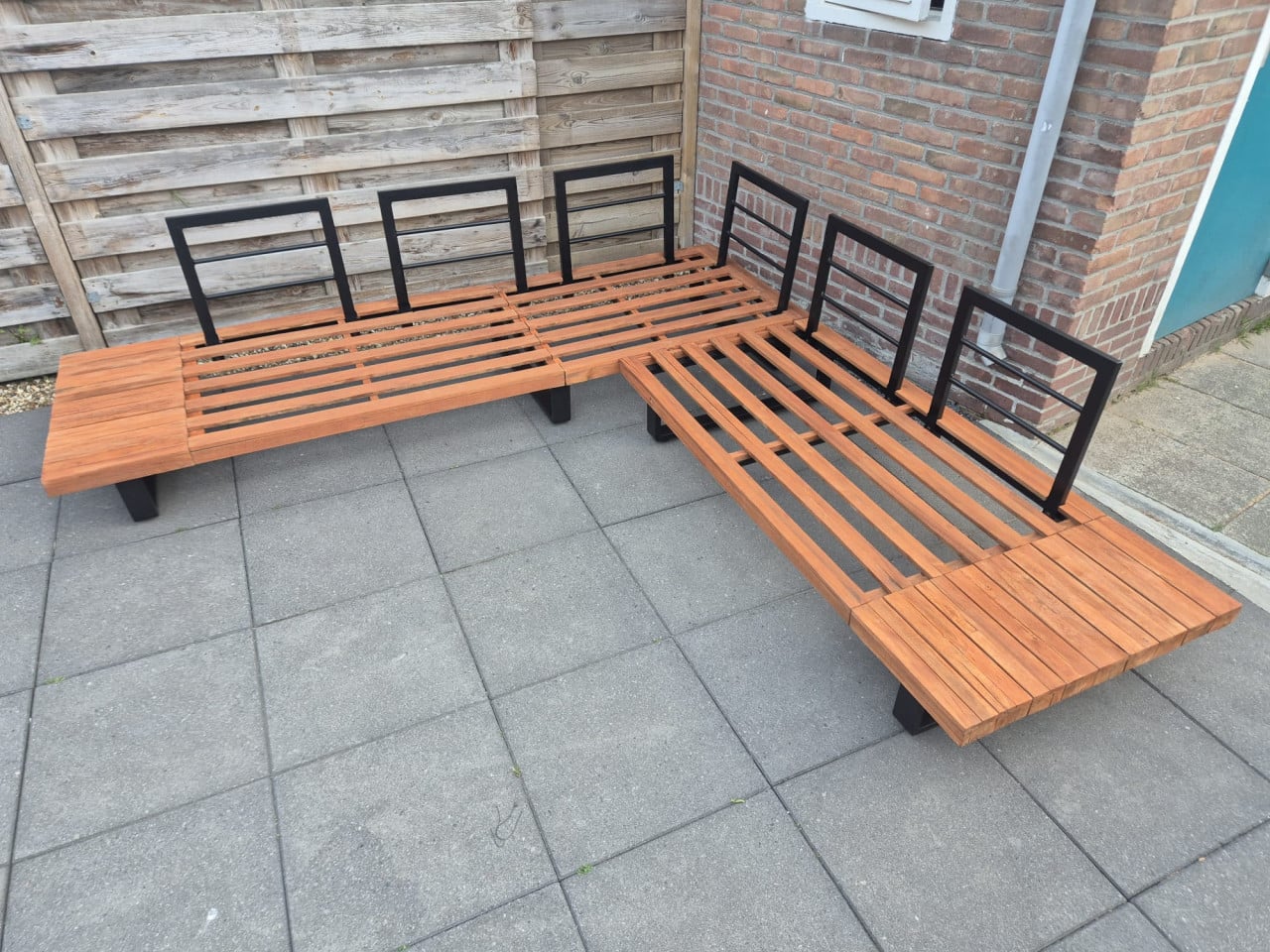 Aluminium/Hout Loungeset 255 x 255 cm (Bezorging mogelijk)