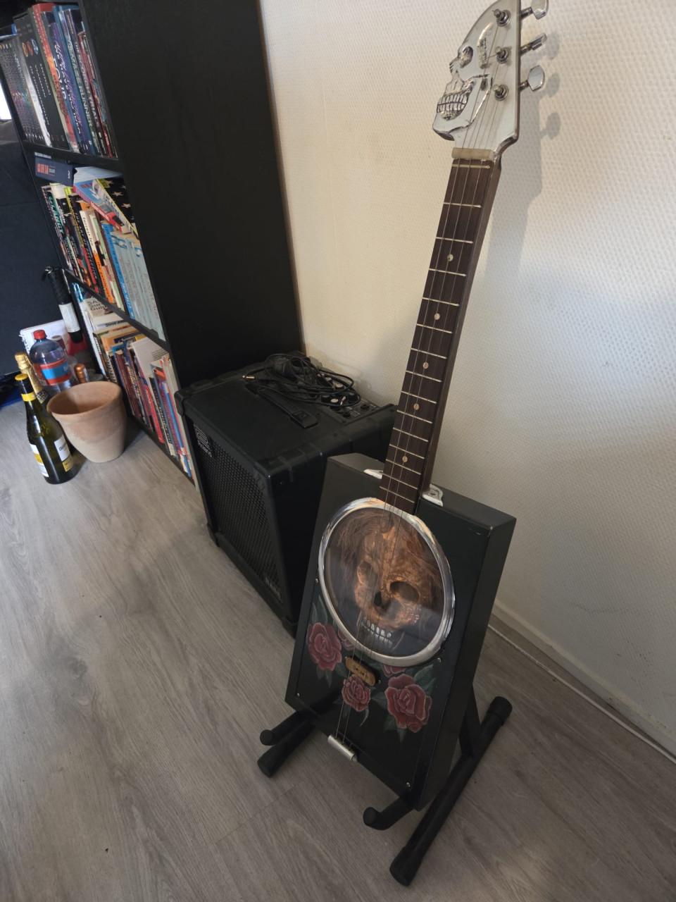Custom made cigar box met schedel (messing) en rozen