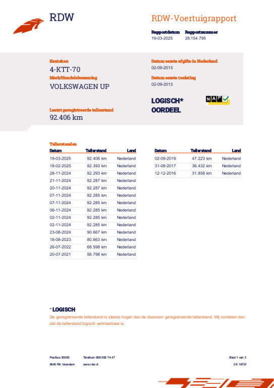 Volkswagen UP! 1.0 high up! bluemotion