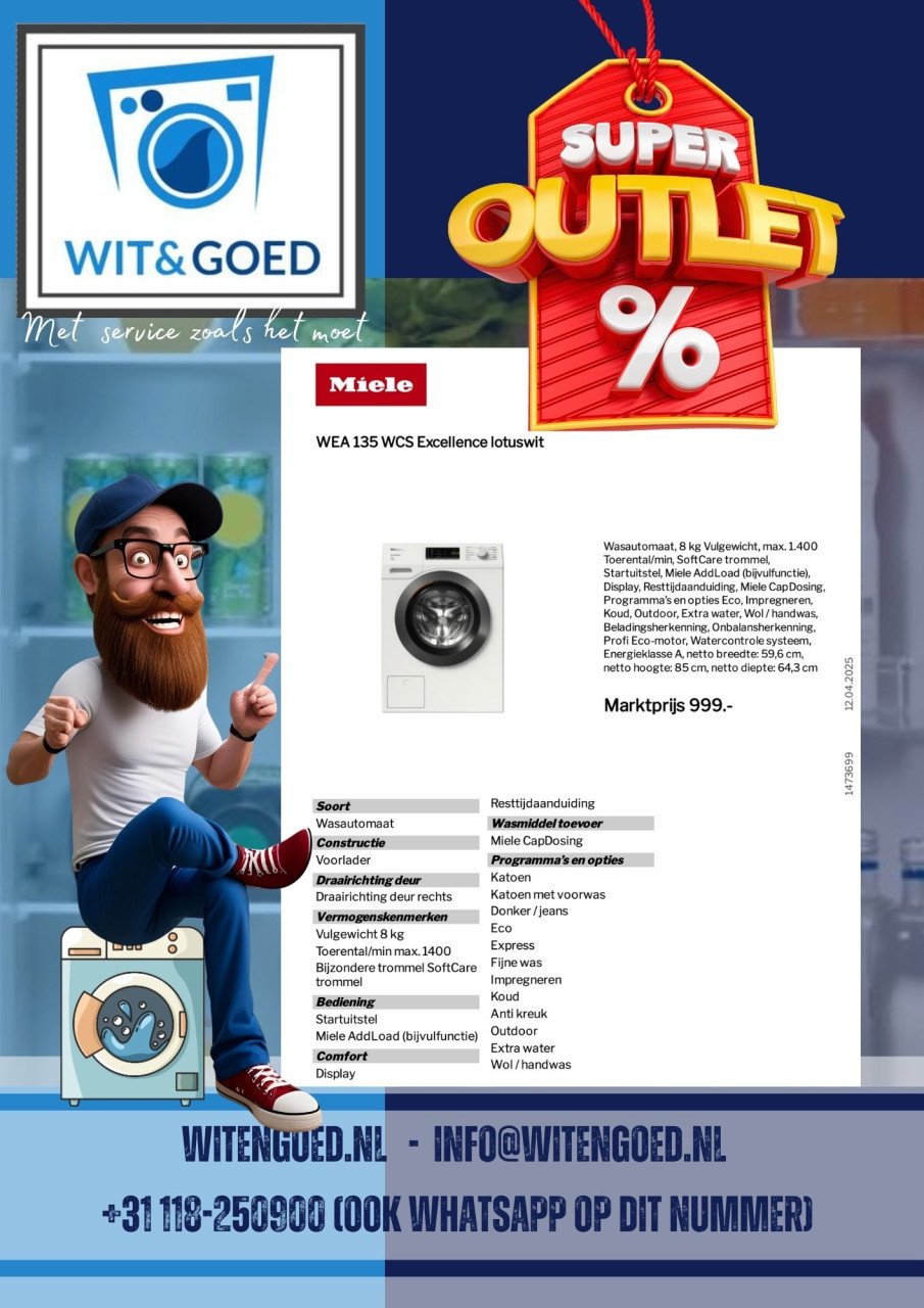 Wasmachines en drogers (Nieuw/Outlet)