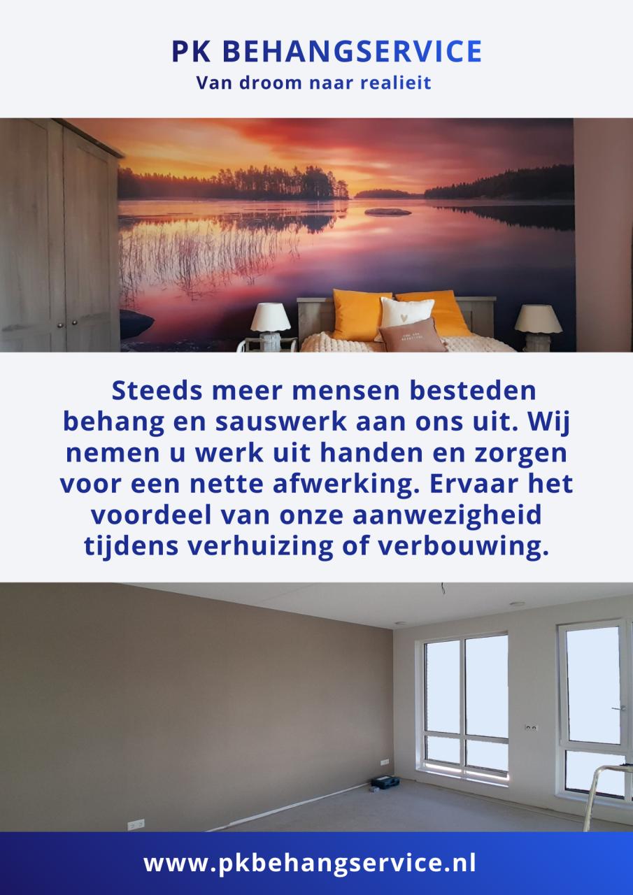 Behangen en sauzen van de muren en/of plafonds