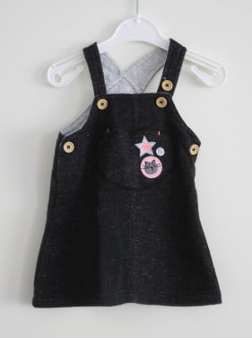 Zwart glitter  jurke met poes  maat 68