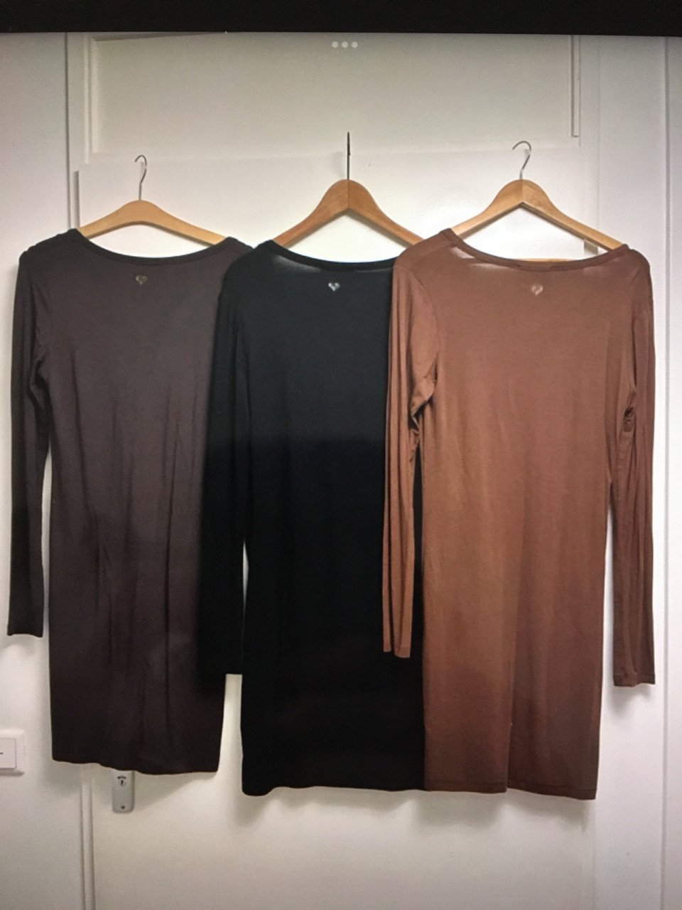 3 jurkjes anna scott zwart / bruin / aubergine maat L zgan