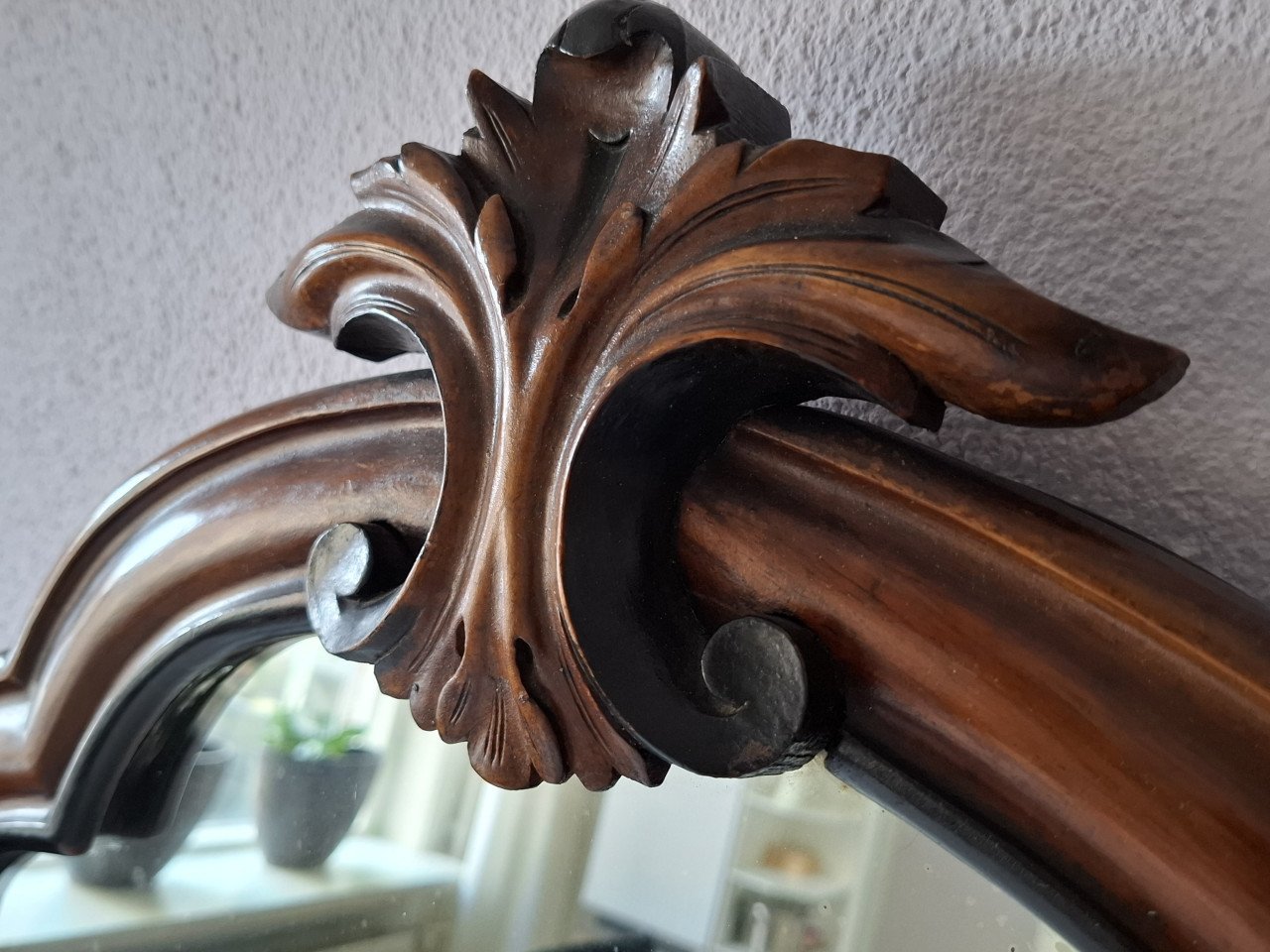 Prachtige vintage klassieke houten spiegel!