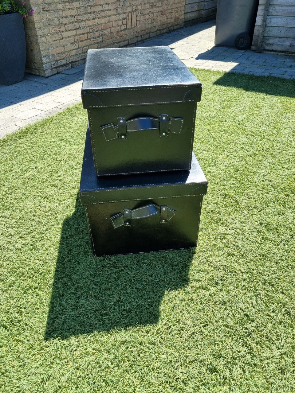 Leren opbergboxen
