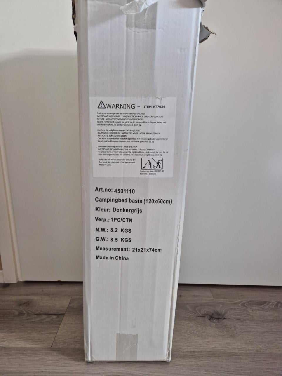 Prenatal campingbed donkergrijs met matras