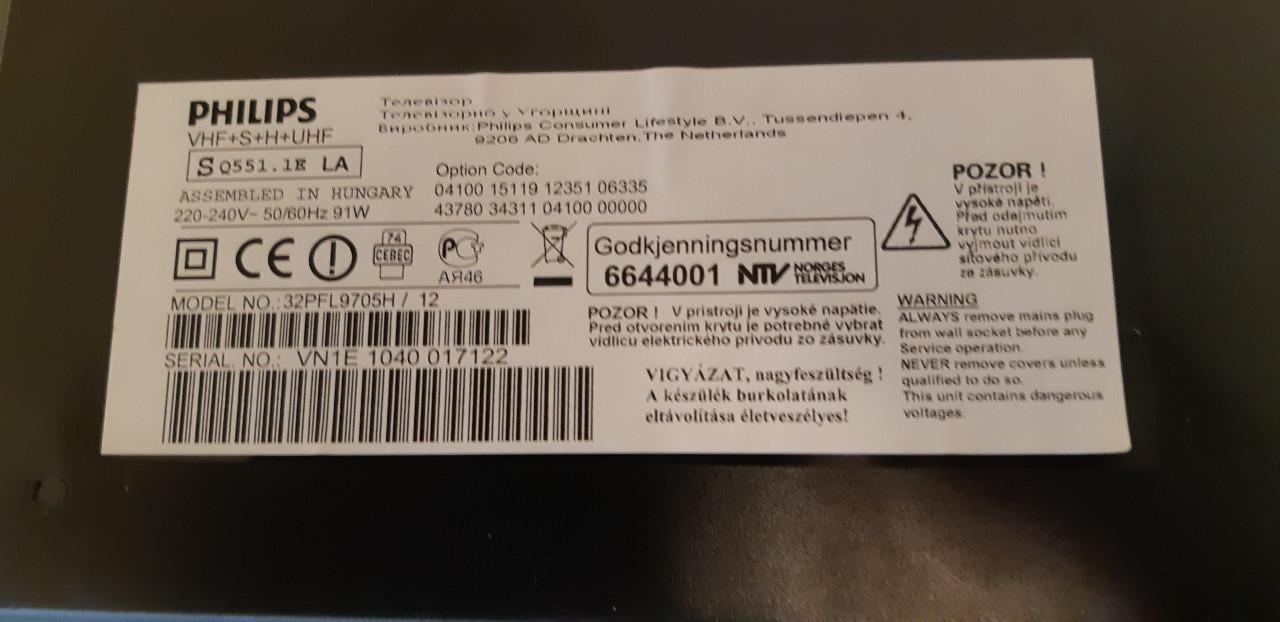 Philips TV 32pfl9705h /12