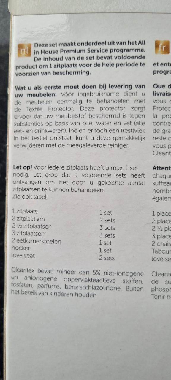 Textile care vlekkenbehandeling