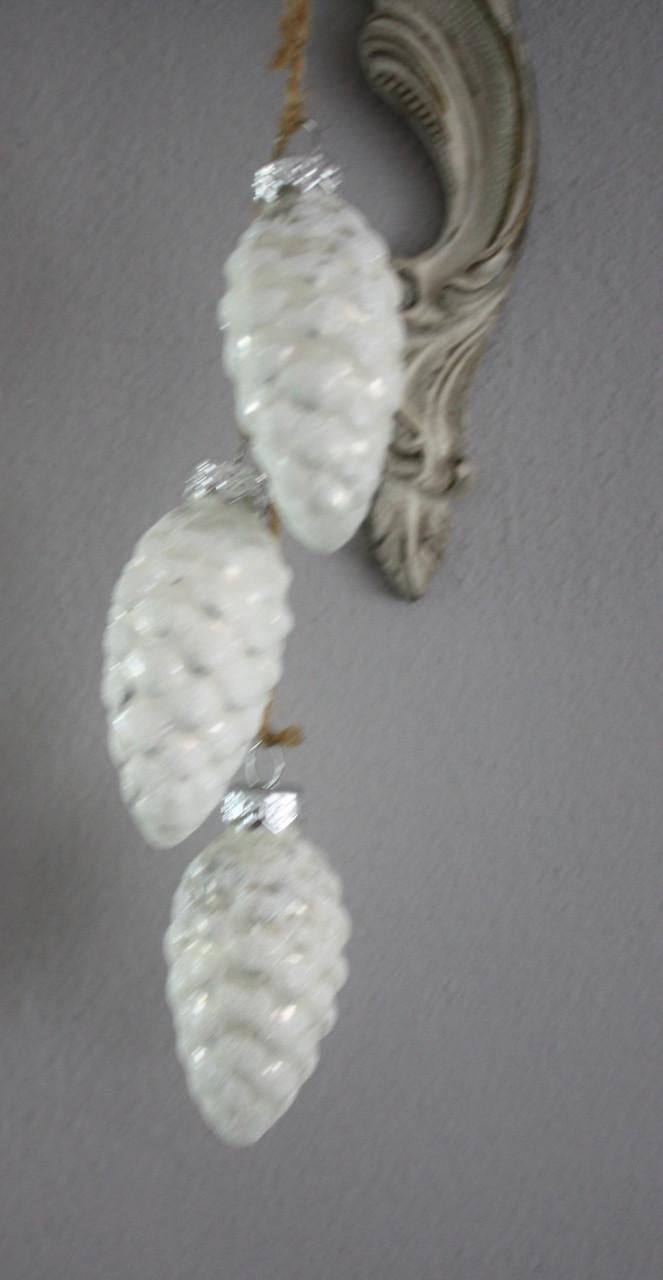 Set van 2 glazen dennenappel kerstboom hangers