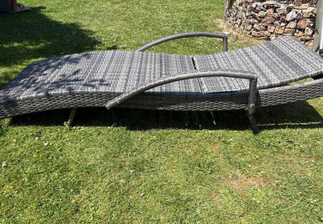 Verstelbare Wicker Ligstoel - Grijs