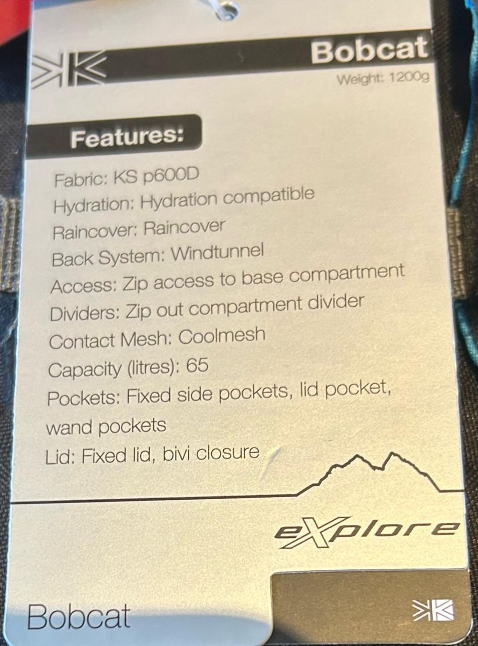 Nieuwe Karrimor backpack 55+10 liter