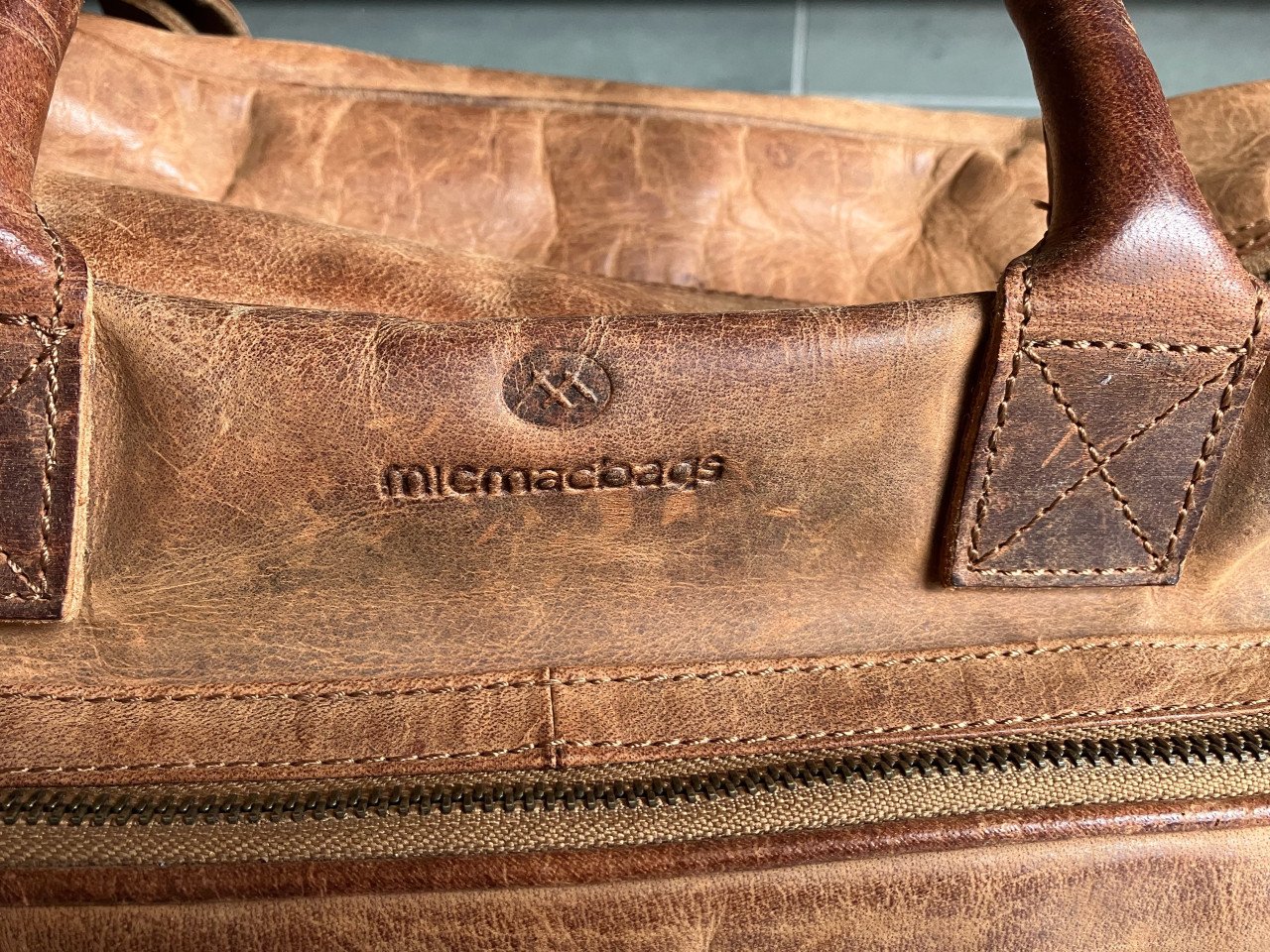 Micmac Bags leren luiertas Oklahoma cognac bruin
