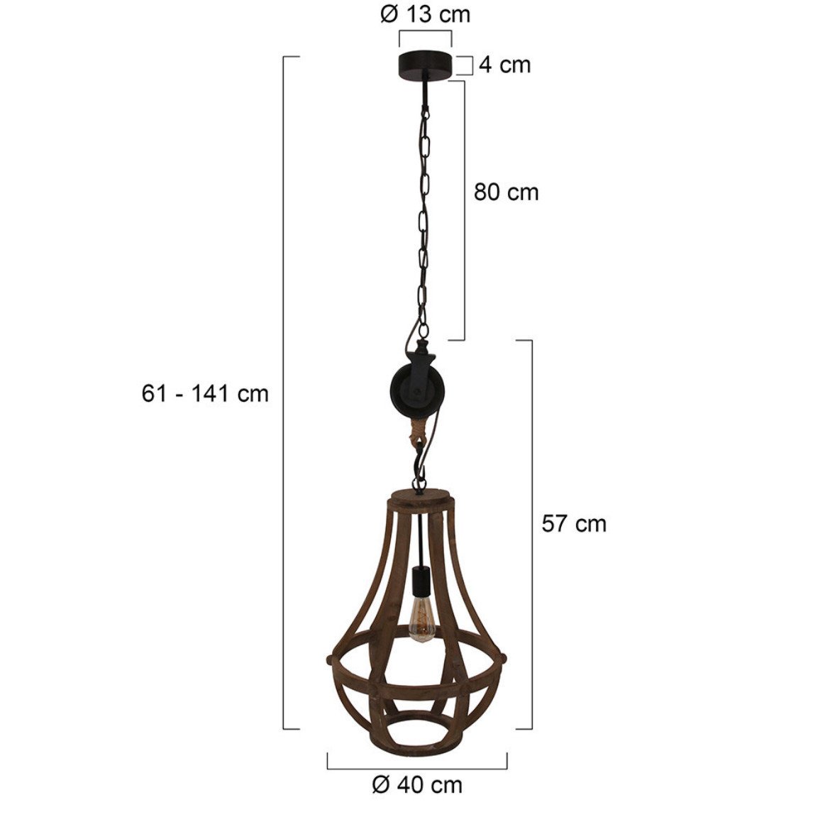 Landelijke houten hanglamp Liberty Bell