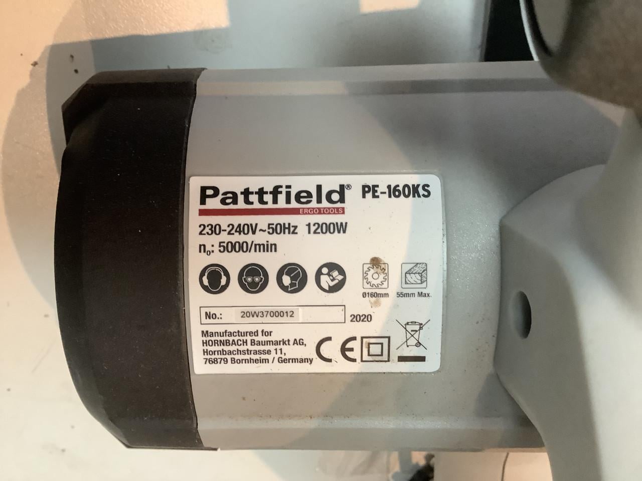 Pattfield cirkelzaag, model PE-160KS, met een vermogen van 1200 wat