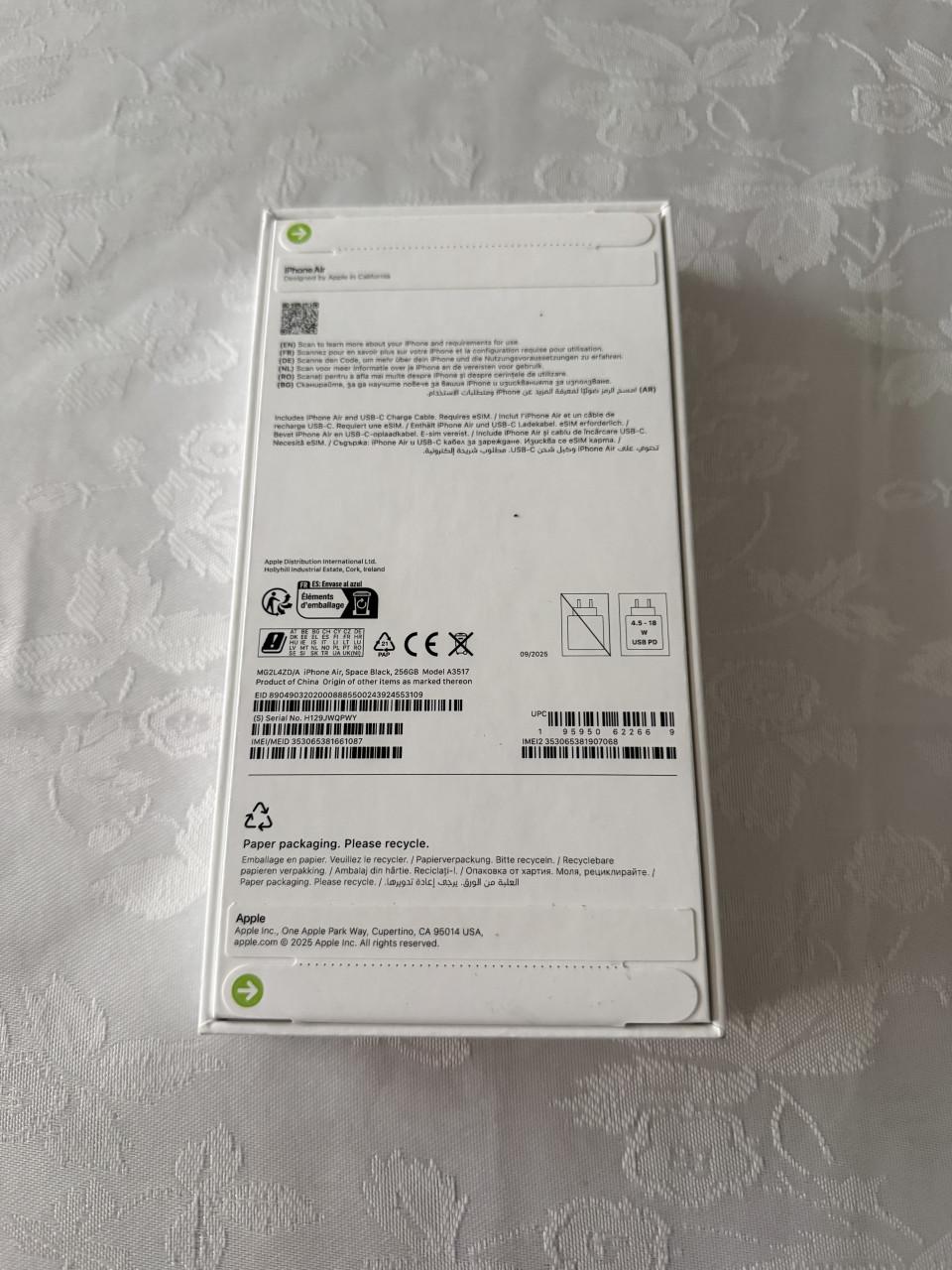 IPhone 17 Air – Nieuw in doos – Met factuur & garantie