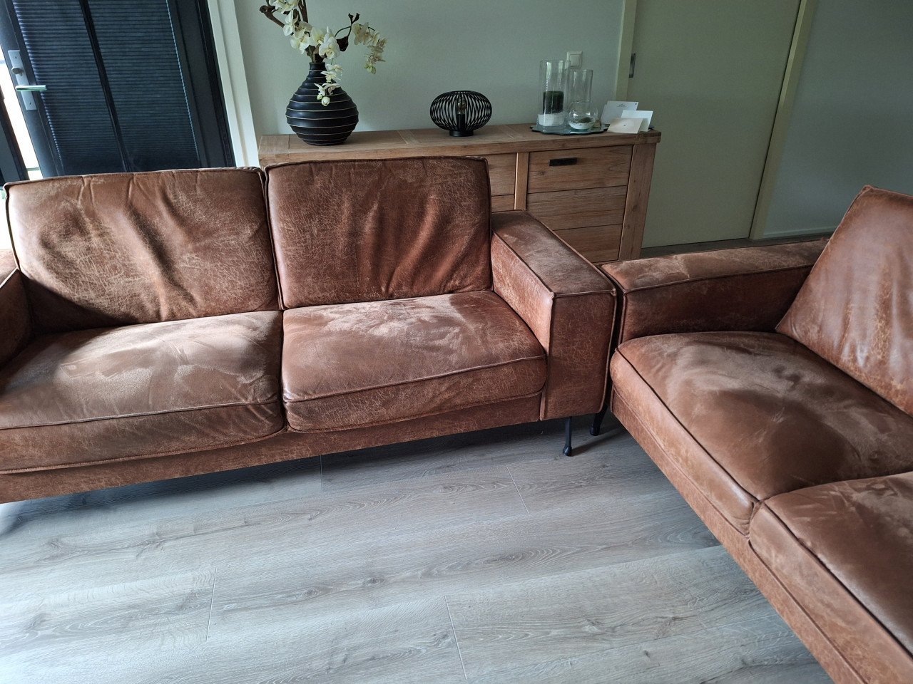 Cognac kleurig bankstel