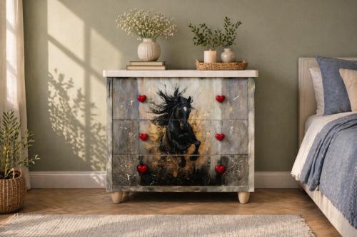 Uniek Kastje met paardenprint