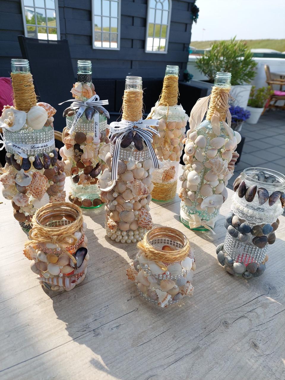 Unieke schelpen flessen decoratie