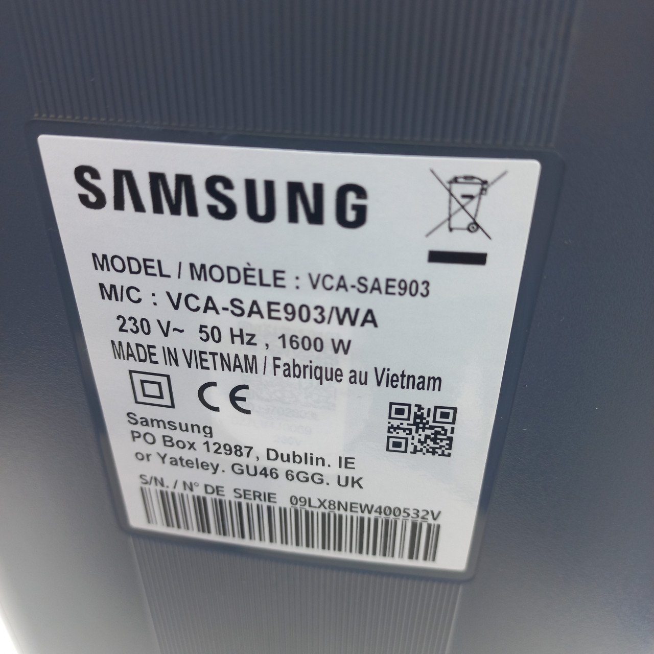 Samsung clean station VCA-SAE903/WA leegstations