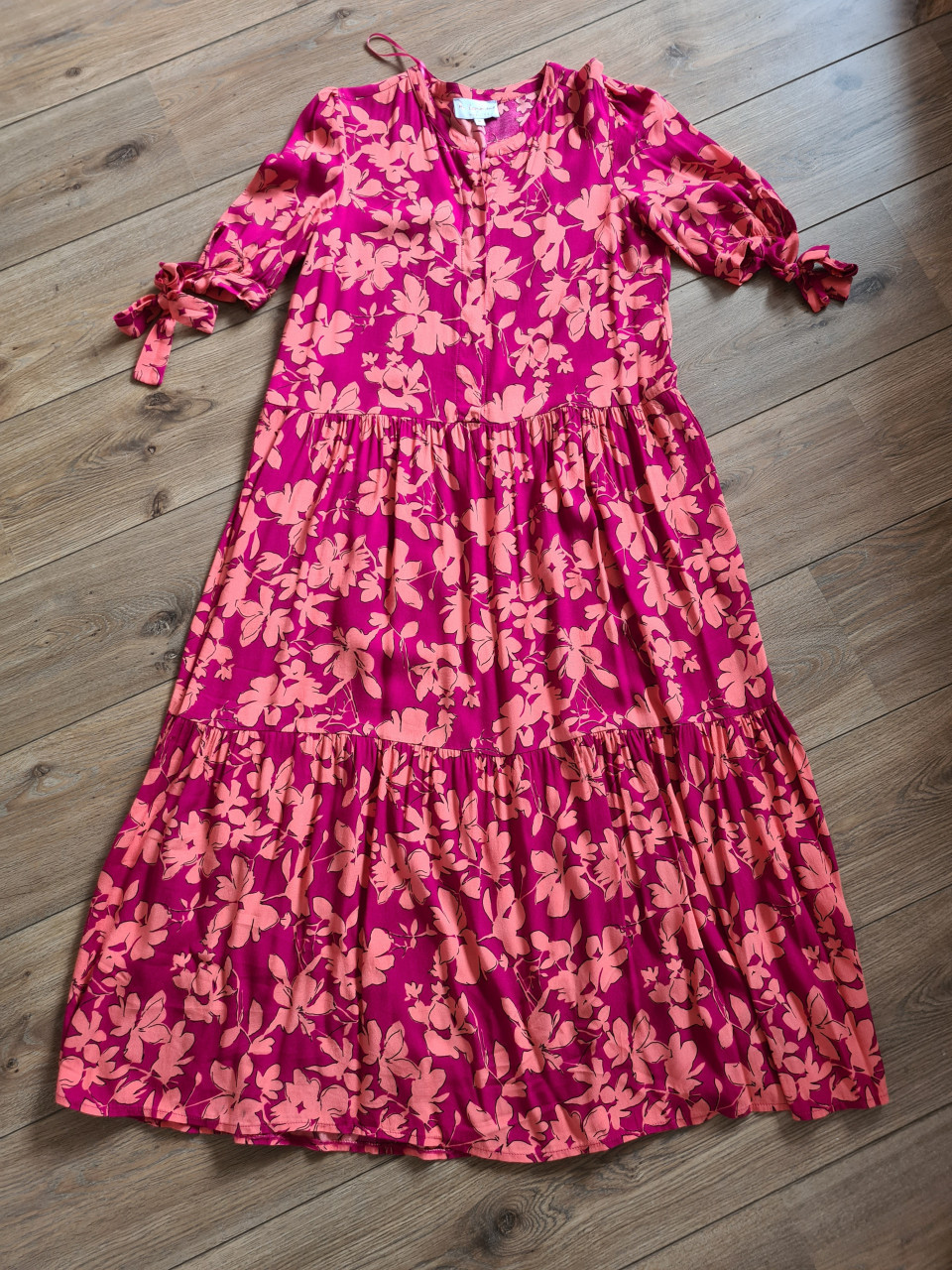 Fuchsia / oranje maxi jurk van An Lemmens X LOLALIZA Met 3/4 mouwen  Maat M