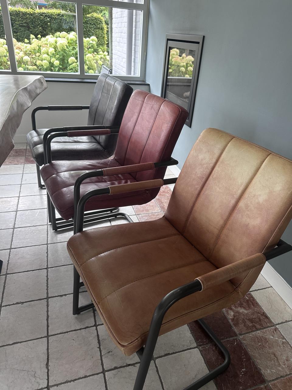 Leren eetkamerstoelen 6 stuks