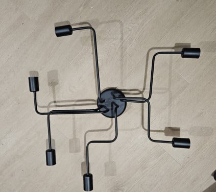Zwarte plafondlamp met 6 lichtpunten 70x70