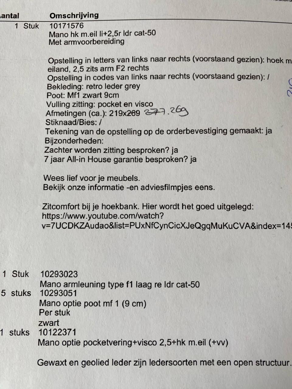 Hoekbank Mano Grijs Leer