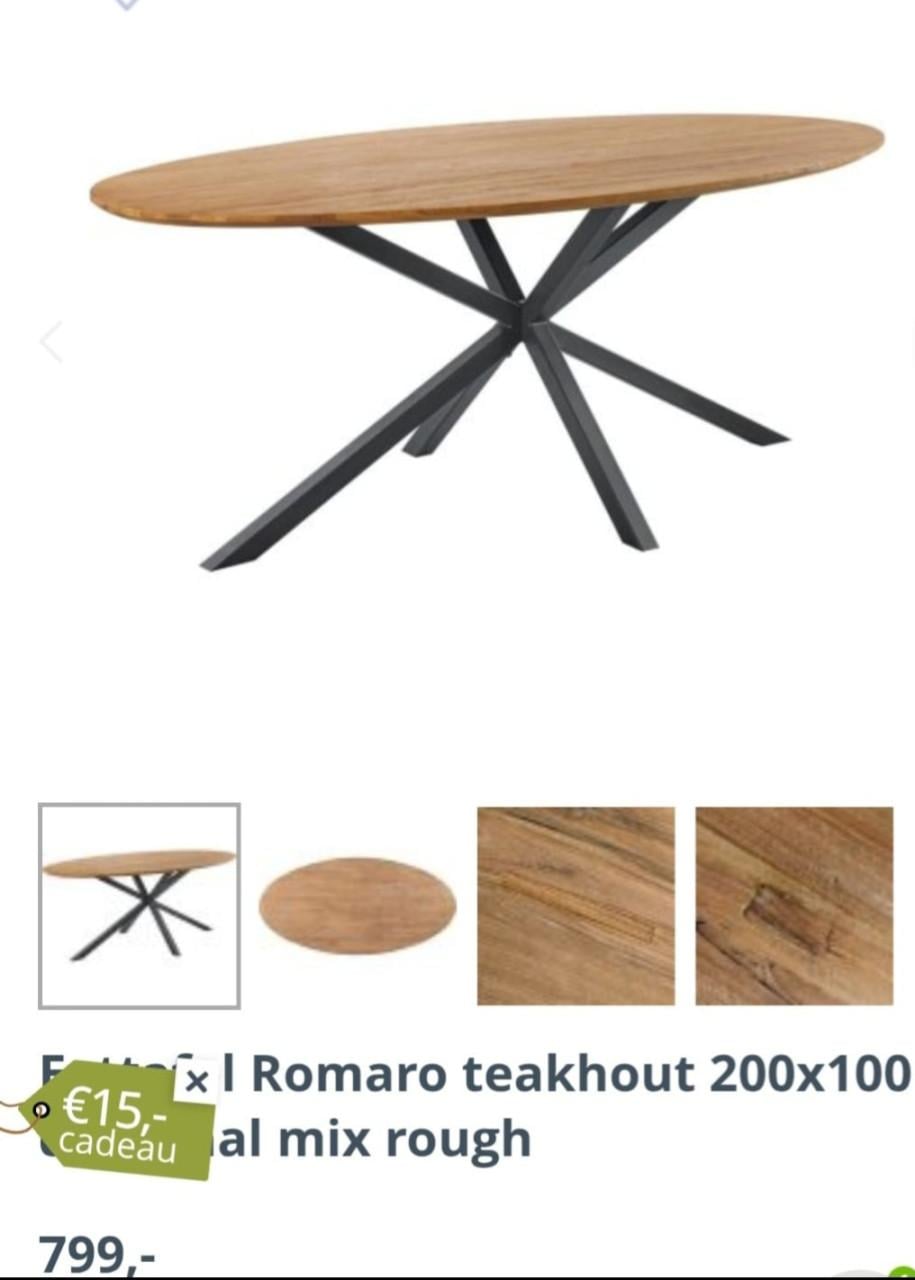 Eettafel  Mangohout 200x100 cm ovaal (wegens verhuizing)