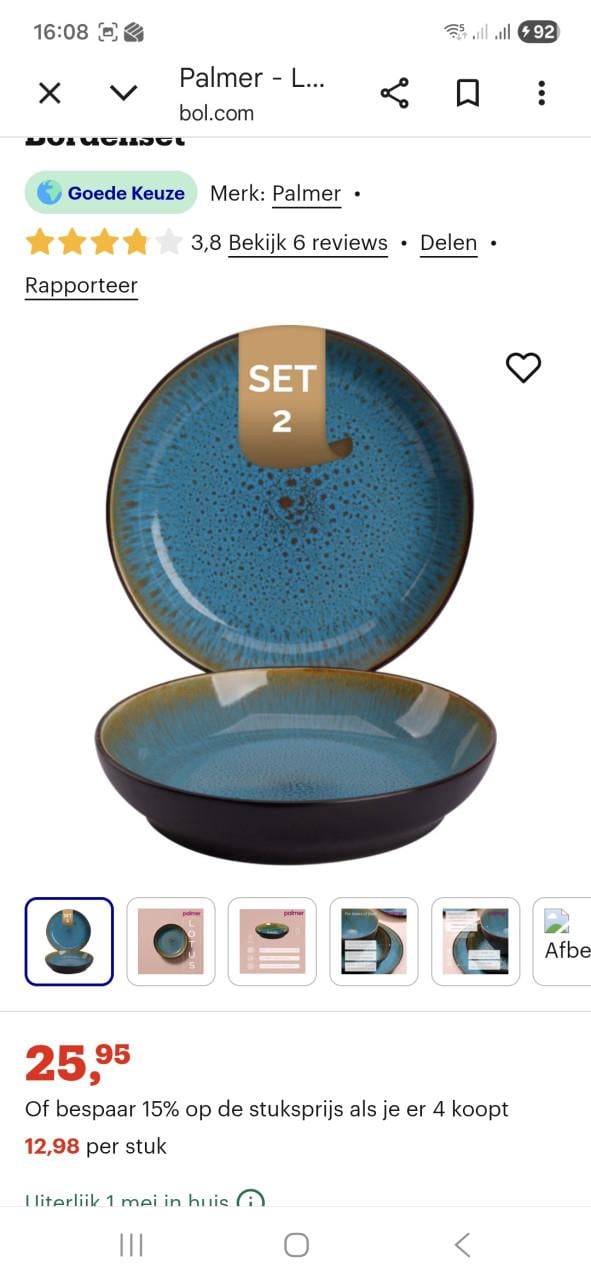 Palmer borden en kommen