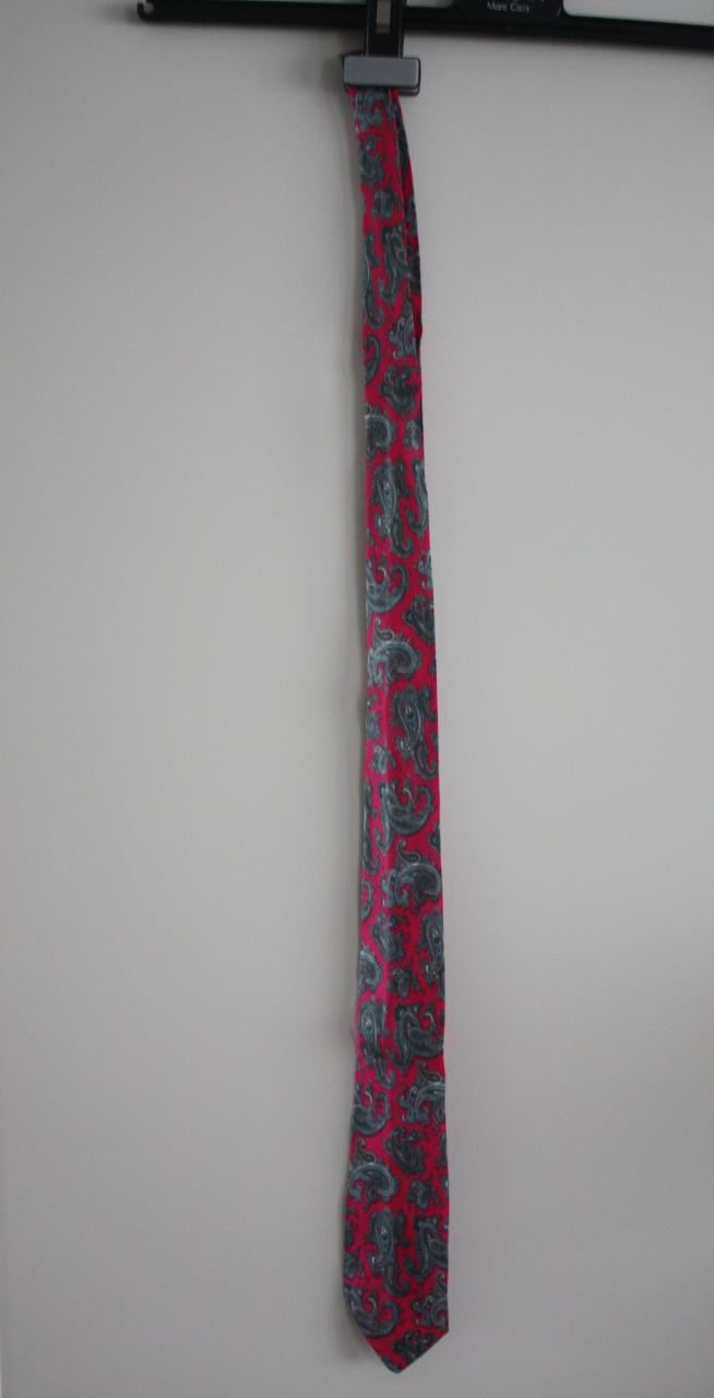 Mooie vintage stropdas roze met grijze barok print