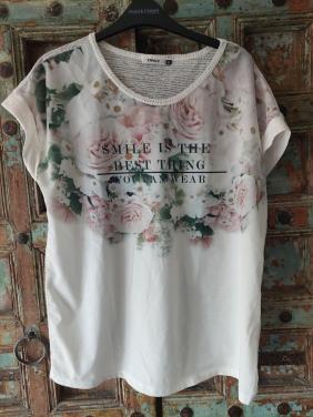 Only dames shirt mt xl crème met rozen