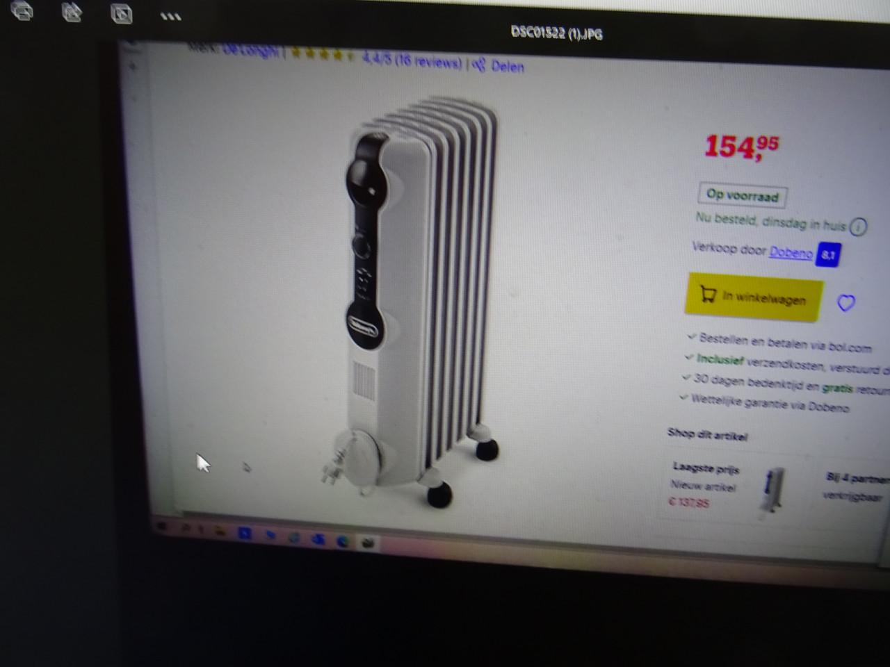 Te koop elektrische verwarming radiator twee standen bijna nieuw