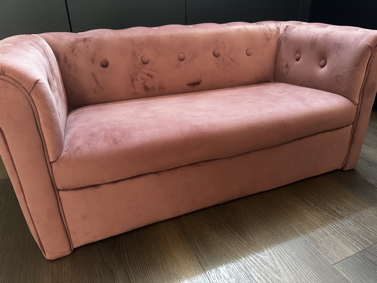 GERESERVEERD Kinder sofa oudroze velours