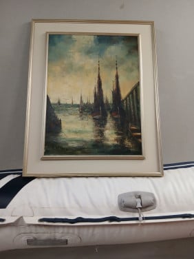 Schilderij  vissers haven maritiem