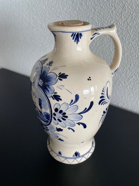 Vintage Delfs Blauw Porseleinen Bols Fles