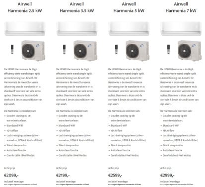 Airco Airwell 2,5 kW €2099,-