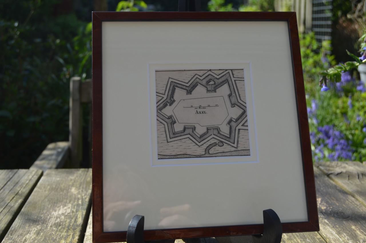 Fraaie ets/gravure Fortificaties/bastions Axel Zee-Vla