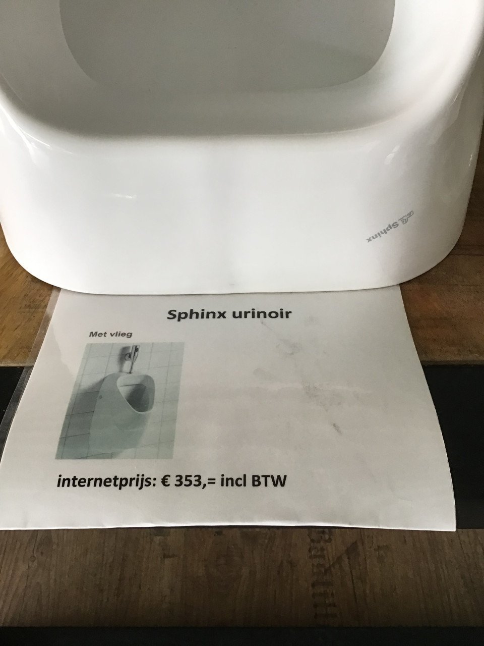 Sphinx urinoir met vlieg wit keramisch. Nieuw!